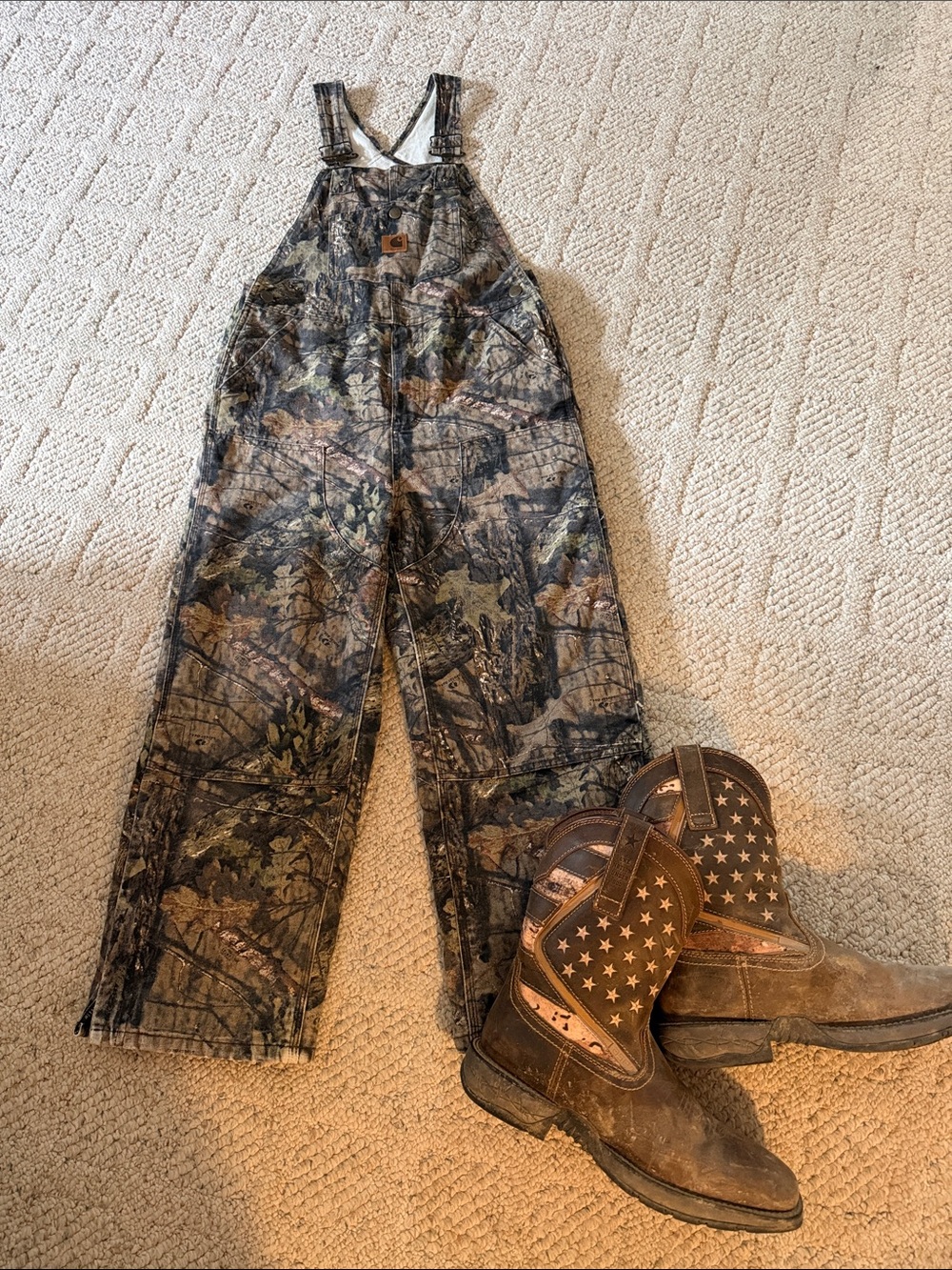 Carhartt Camo Bib Overalls in Green Brown Tan